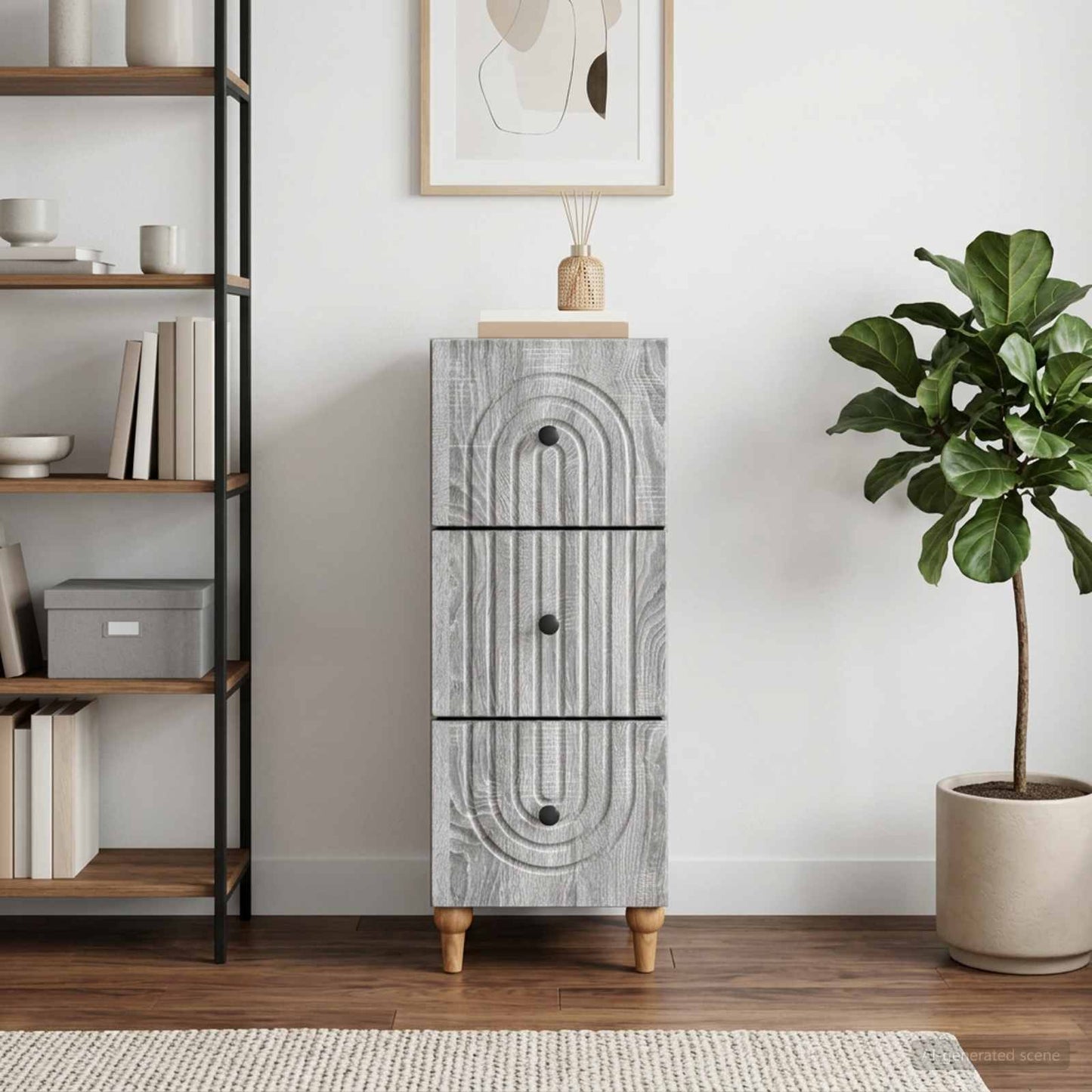 Drawer Cabinet 33 x 34.5 x 90 cm Engineered Wood Grey Sonoma