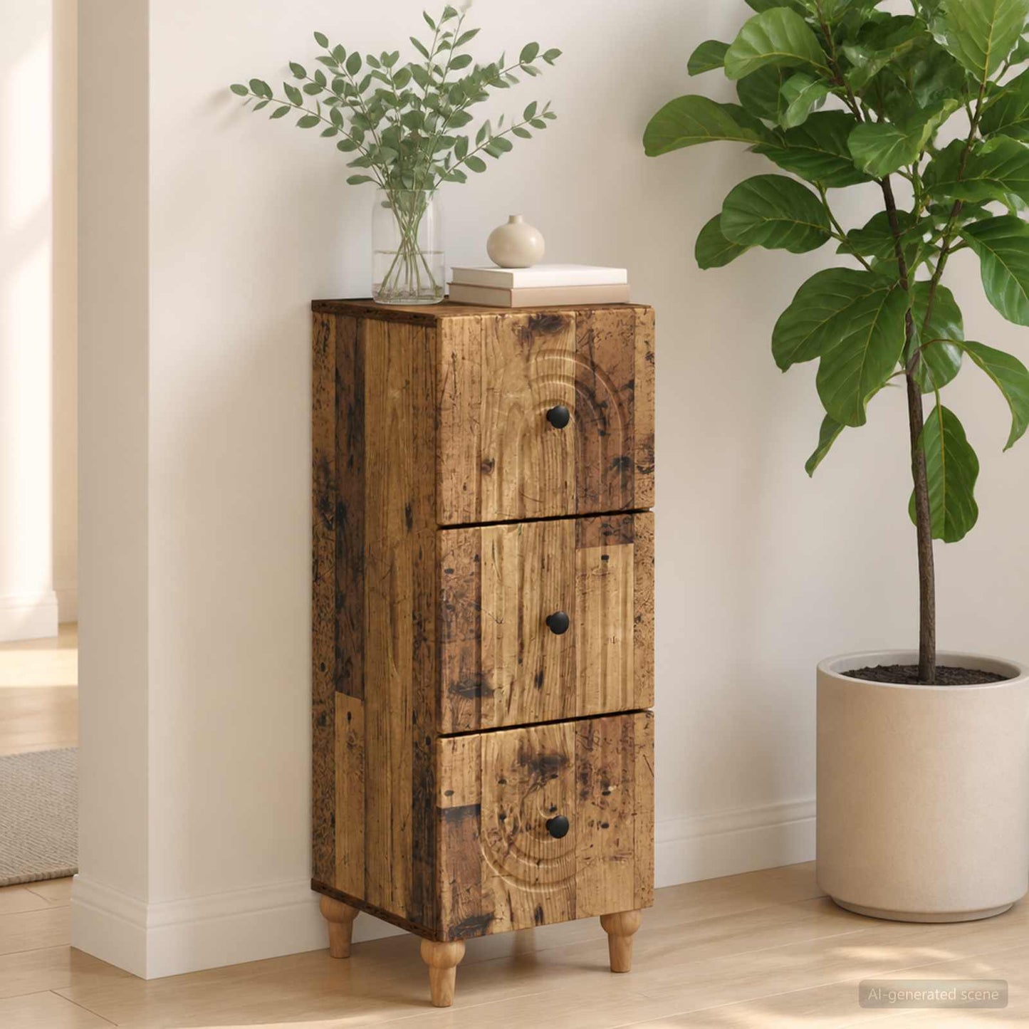 Drawer Cabinet 33 x 34.5 x 90 cm Engineered Wood Old Wood