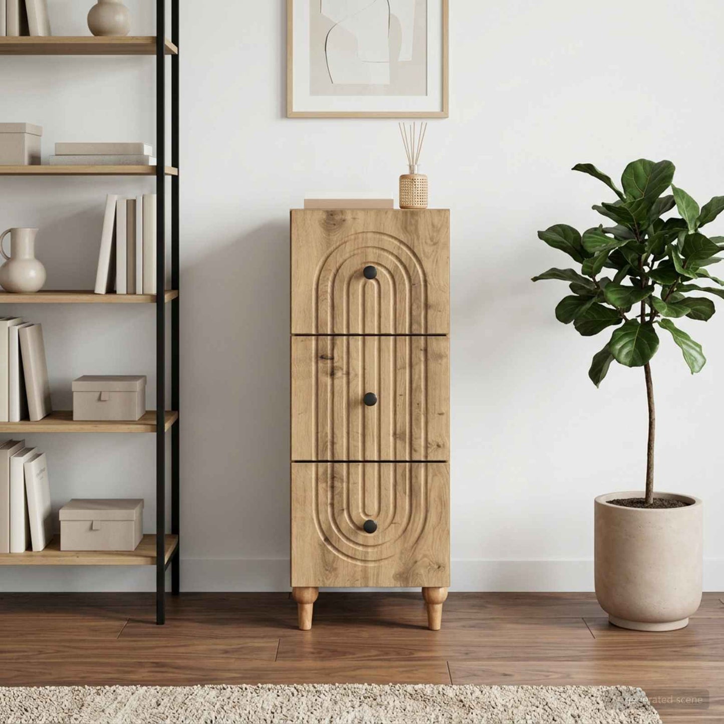 Drawer Cabinet 33 x 34.5 x 90 cm Engineered Wood Artisan Oak