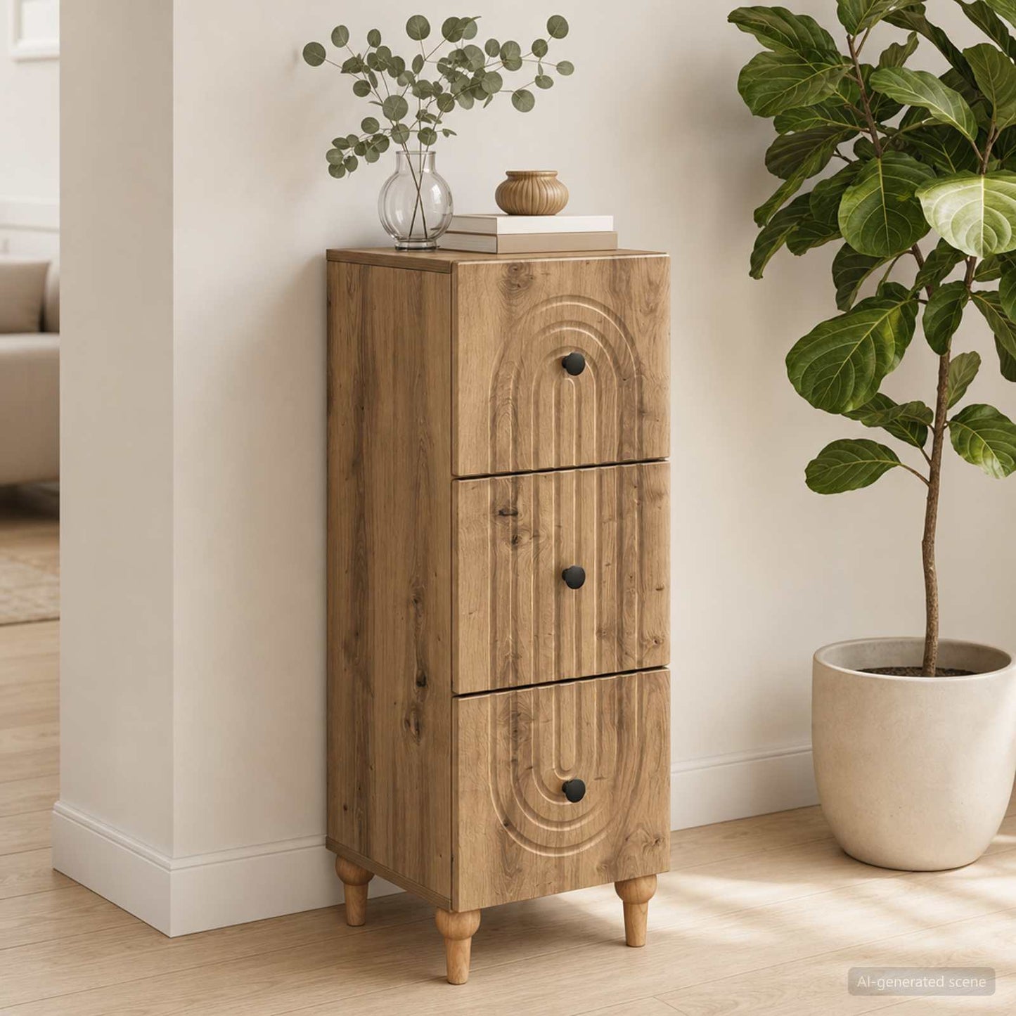Drawer Cabinet 33 x 34.5 x 90 cm Engineered Wood Artisan Oak
