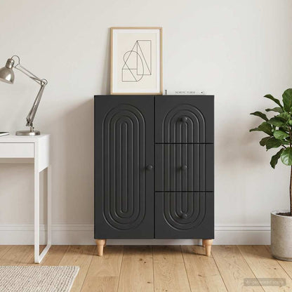 Sideboard with Drawer Black 66 x 34.5 x 90 cm Engineered Wood