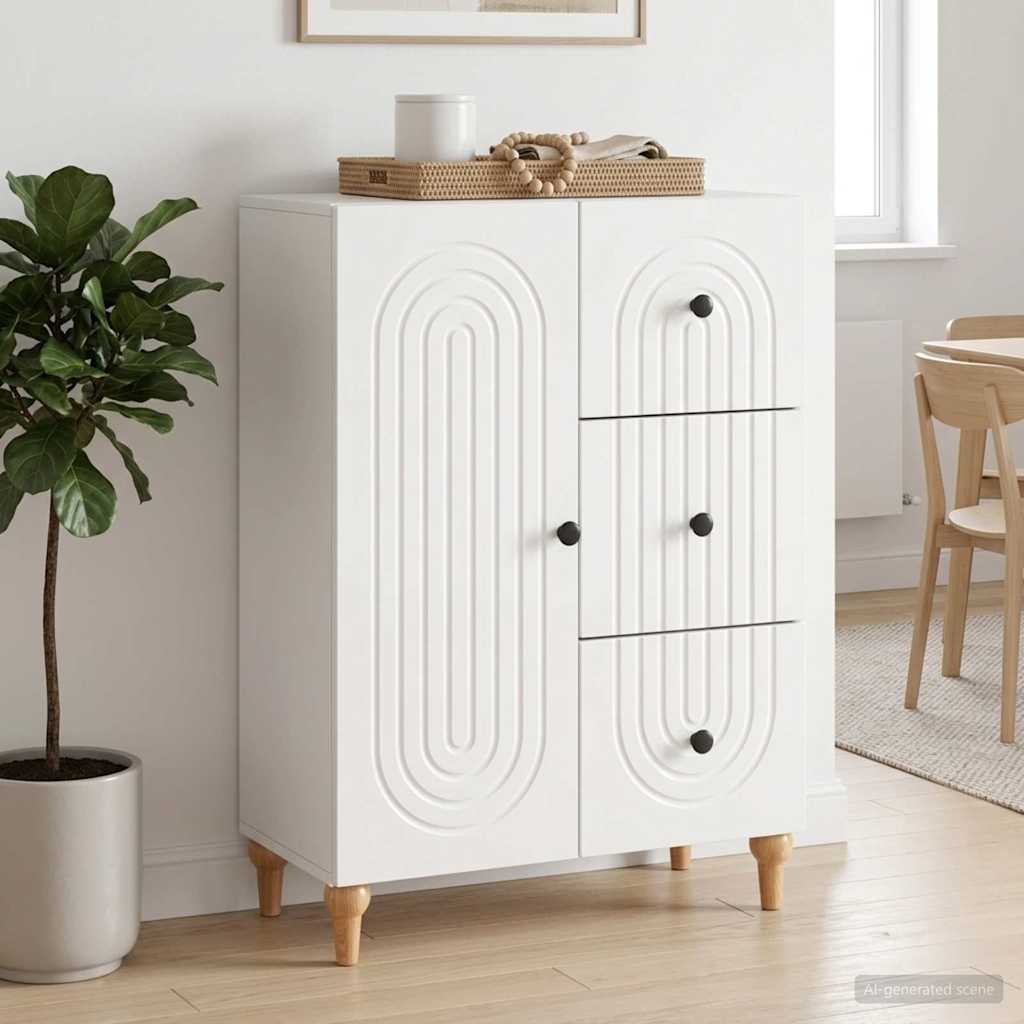 Sideboard High Gloss White 66 x 34.5 x 90 cm Engineered Wood
