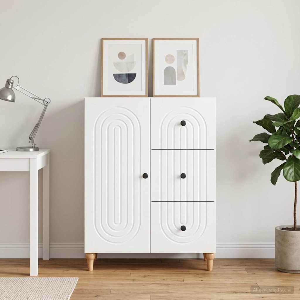 Sideboard High Gloss White 66 x 34.5 x 90 cm Engineered Wood