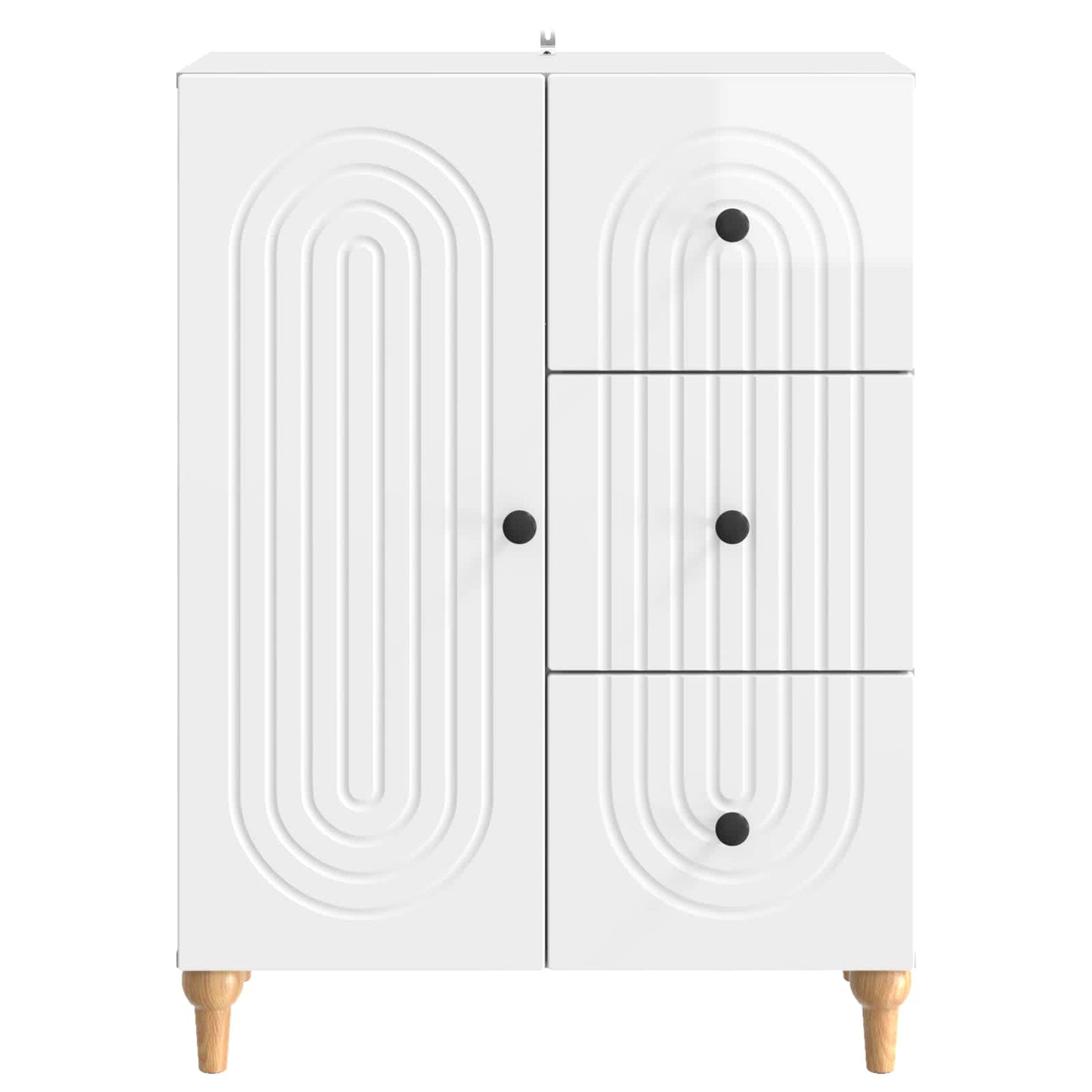 Sideboard High Gloss White 66 x 34.5 x 90 cm Engineered Wood