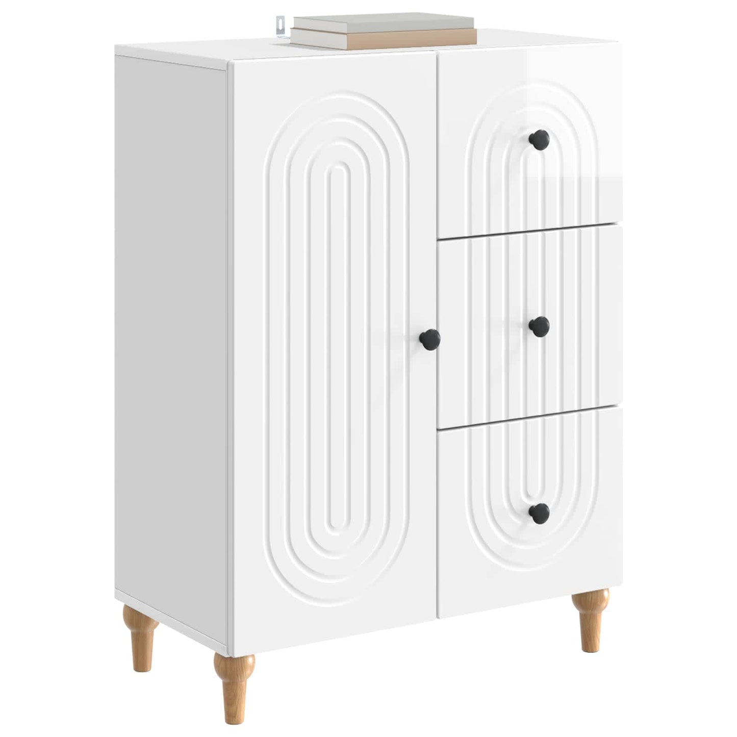 Sideboard High Gloss White 66 x 34.5 x 90 cm Engineered Wood