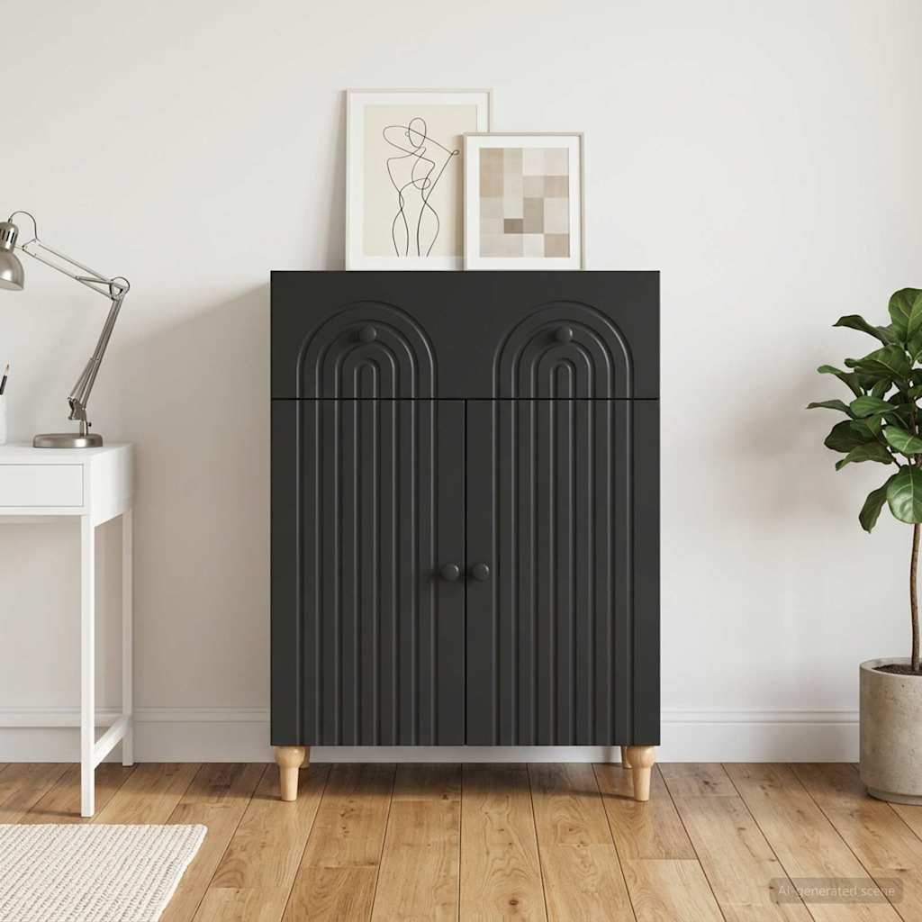 Sideboard with Drawer Black 66 x 34.5 x 90 cm Engineered Wood