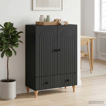Sideboard with Drawer Black 66 x 34.5 x 95 cm Engineered Wood