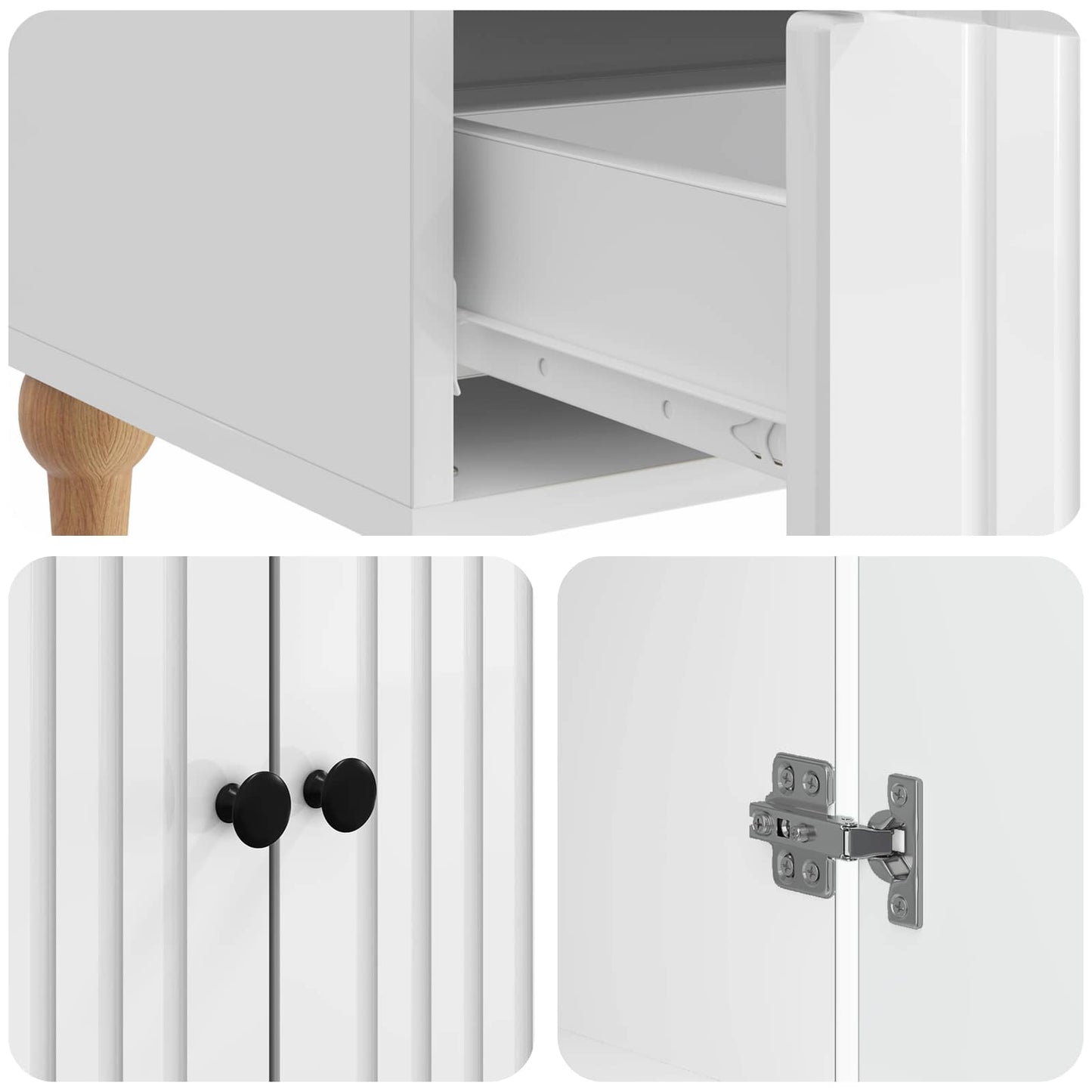 Sideboard High Gloss White 66 x 34.5 x 95 cm Engineered Wood