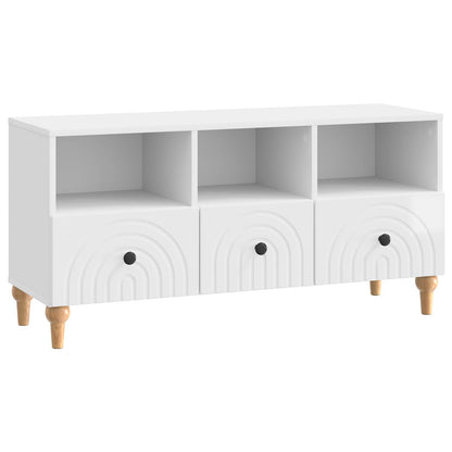 TV Cabinet High Gloss White 102 x 34.5 x 50 cm Engineered Wood