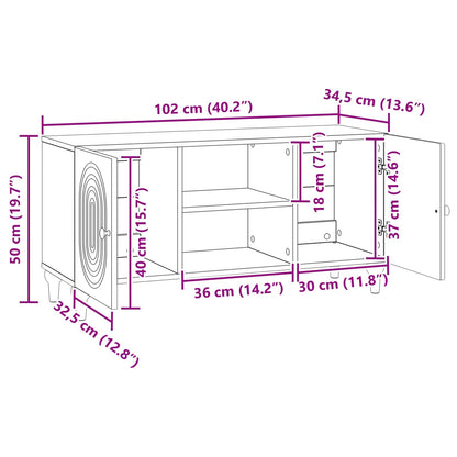 TV Cabinet High Gloss White 102 x 34.5 x 50 cm Engineered Wood