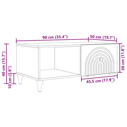 Coffee Table White 90 x 50 x 40 cm Engineered Wood