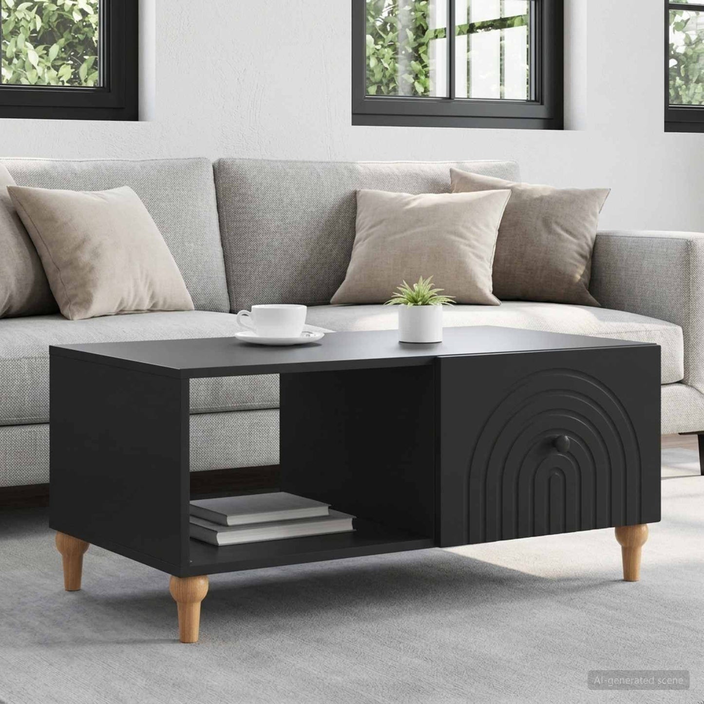 Coffee Table Black 90 x 50 x 40 cm Engineered Wood