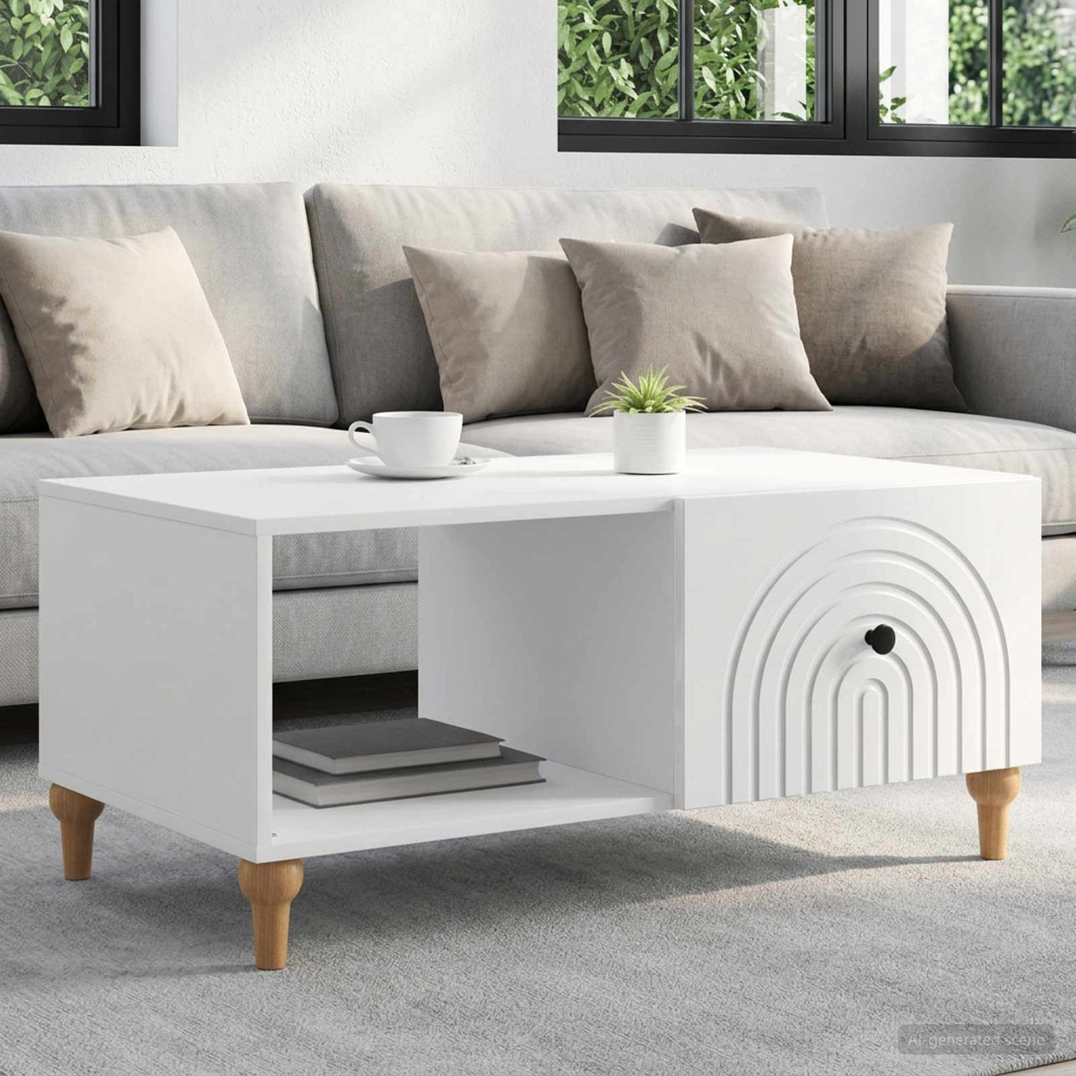 Coffee Table High Gloss White 90 x 50 x 40 cm Engineered Wood