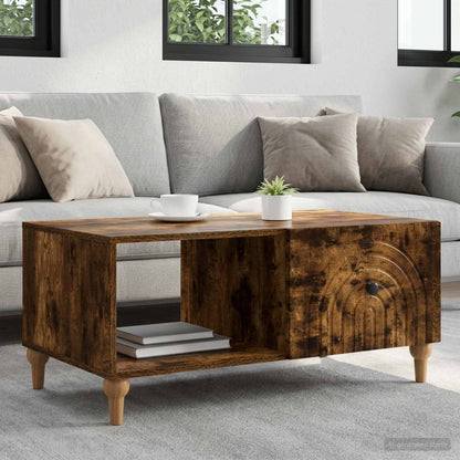 Coffee Table Smoked Oak 90 x 50 x 40 cm Engineered Wood
