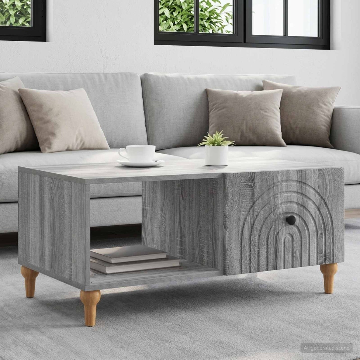 Coffee Table Grey Sonoma 90 x 50 x 40 cm Engineered Wood