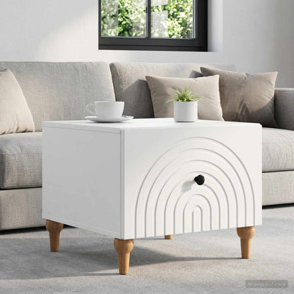 Coffee Table with Drawer White 49 x 50 x 40 cm Engineered Wood