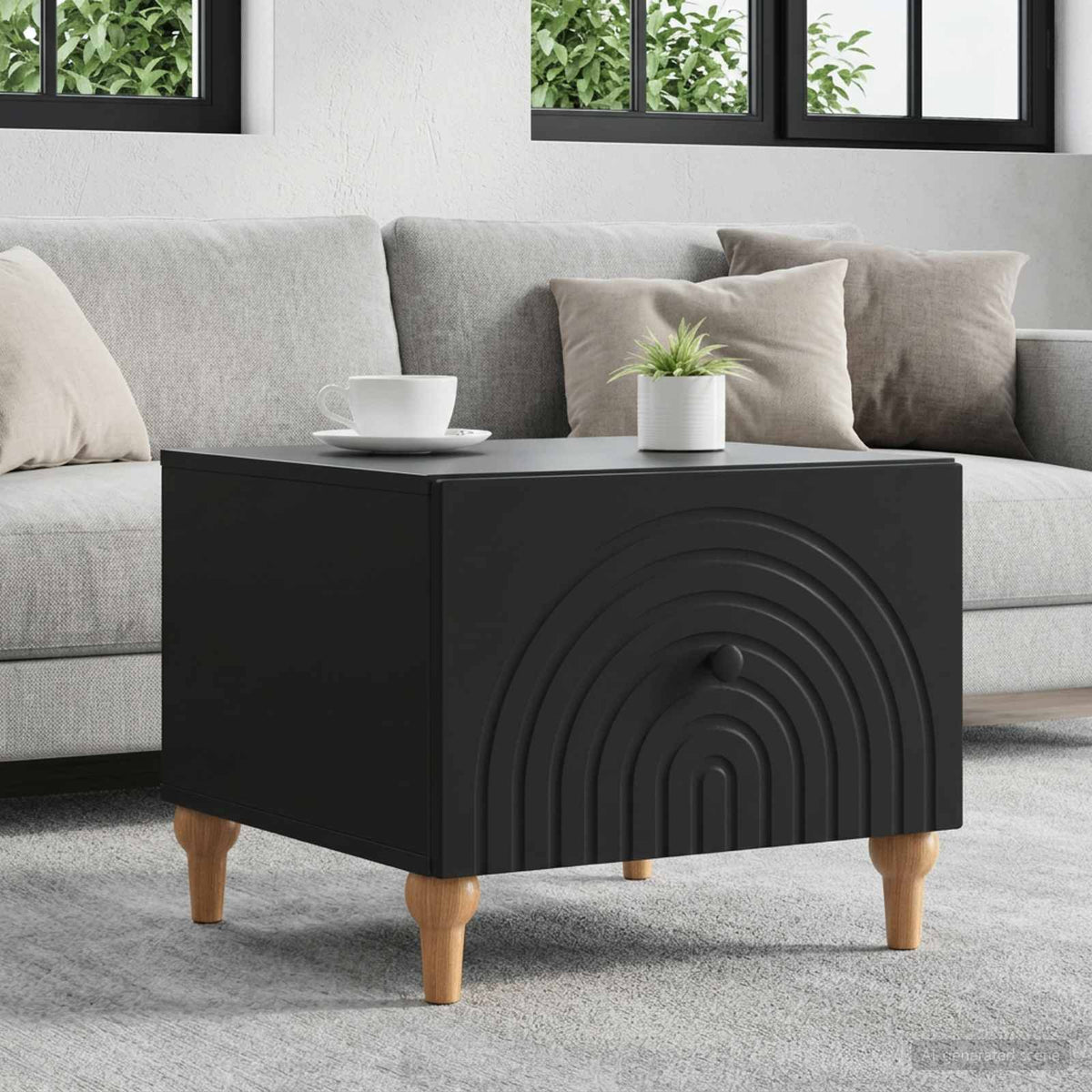 Coffee Table with Drawer Black 49 x 50 x 40 cm Engineered Wood
