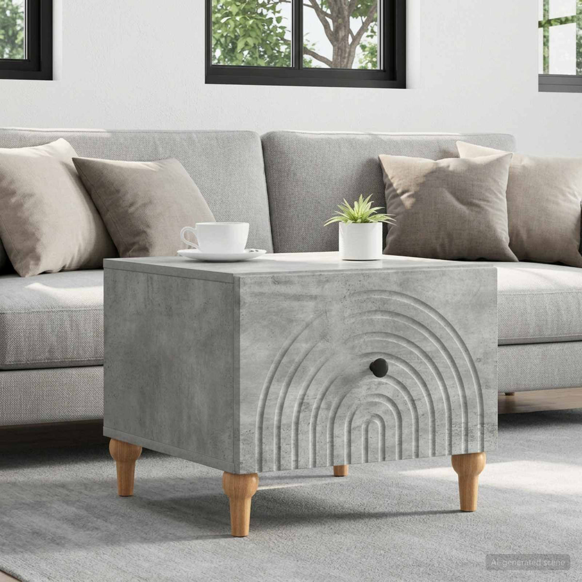 Coffee Table Concrete Grey 49 x 50 x 40 cm Engineered Wood