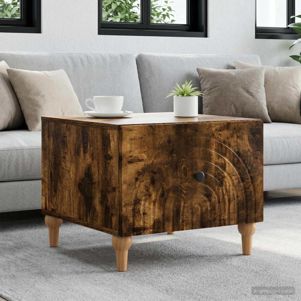 Coffee Table Smoked Oak 49 x 50 x 40 cm Engineered Wood
