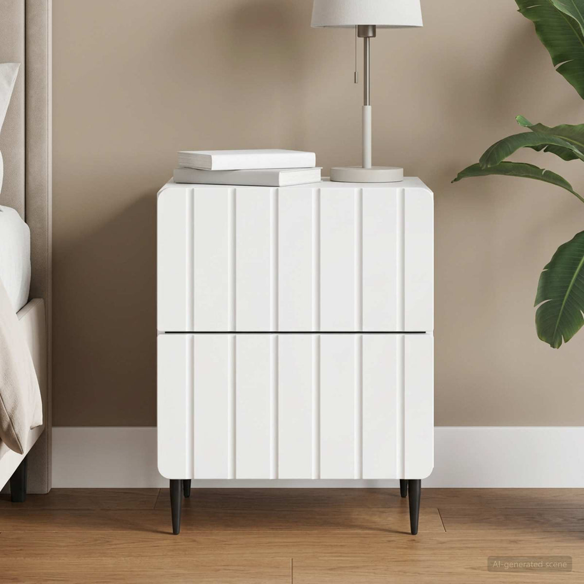 Bedside Cabinet White 43 x 34.5 x 49.5 cm Engineered Wood