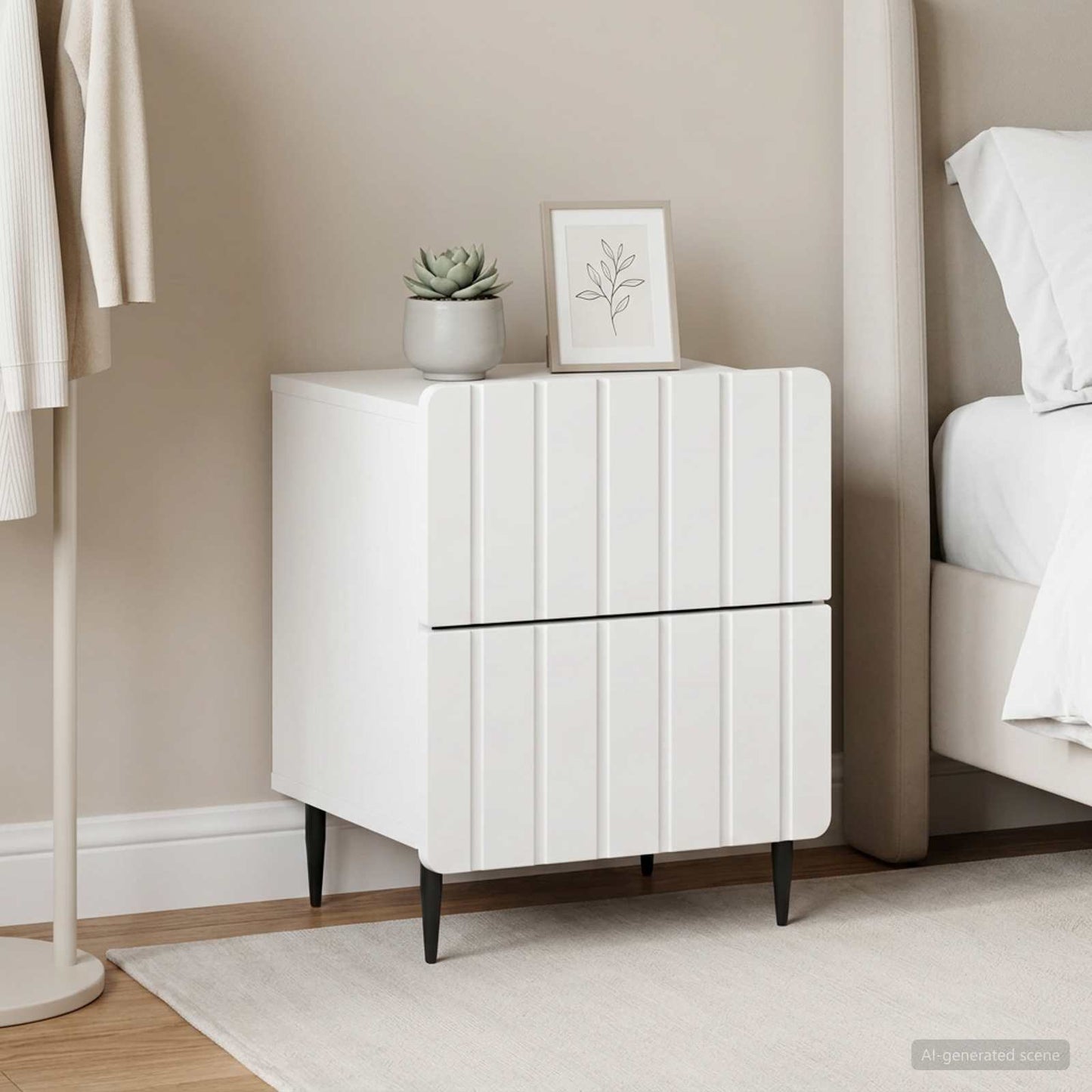 Bedside Cabinet 2 pcs White 43 x 34.5 x 49.5 cm Engineered Wood