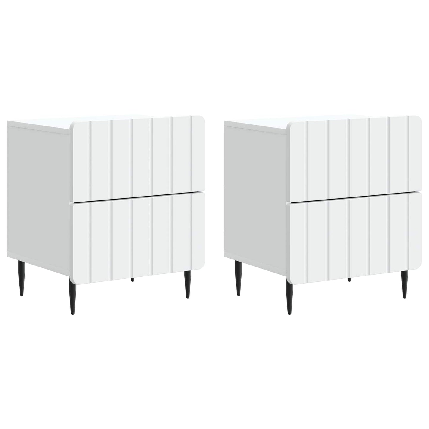Bedside Cabinet 2 pcs White 43 x 34.5 x 49.5 cm Engineered Wood