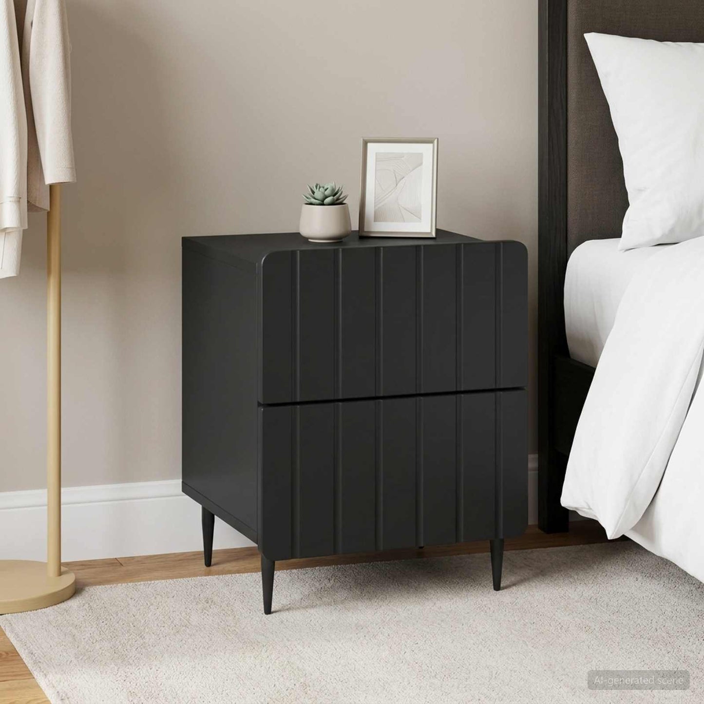 Bedside Cabinet 2 pcs Black 43 x 34.5 x 49.5 cm Engineered Wood