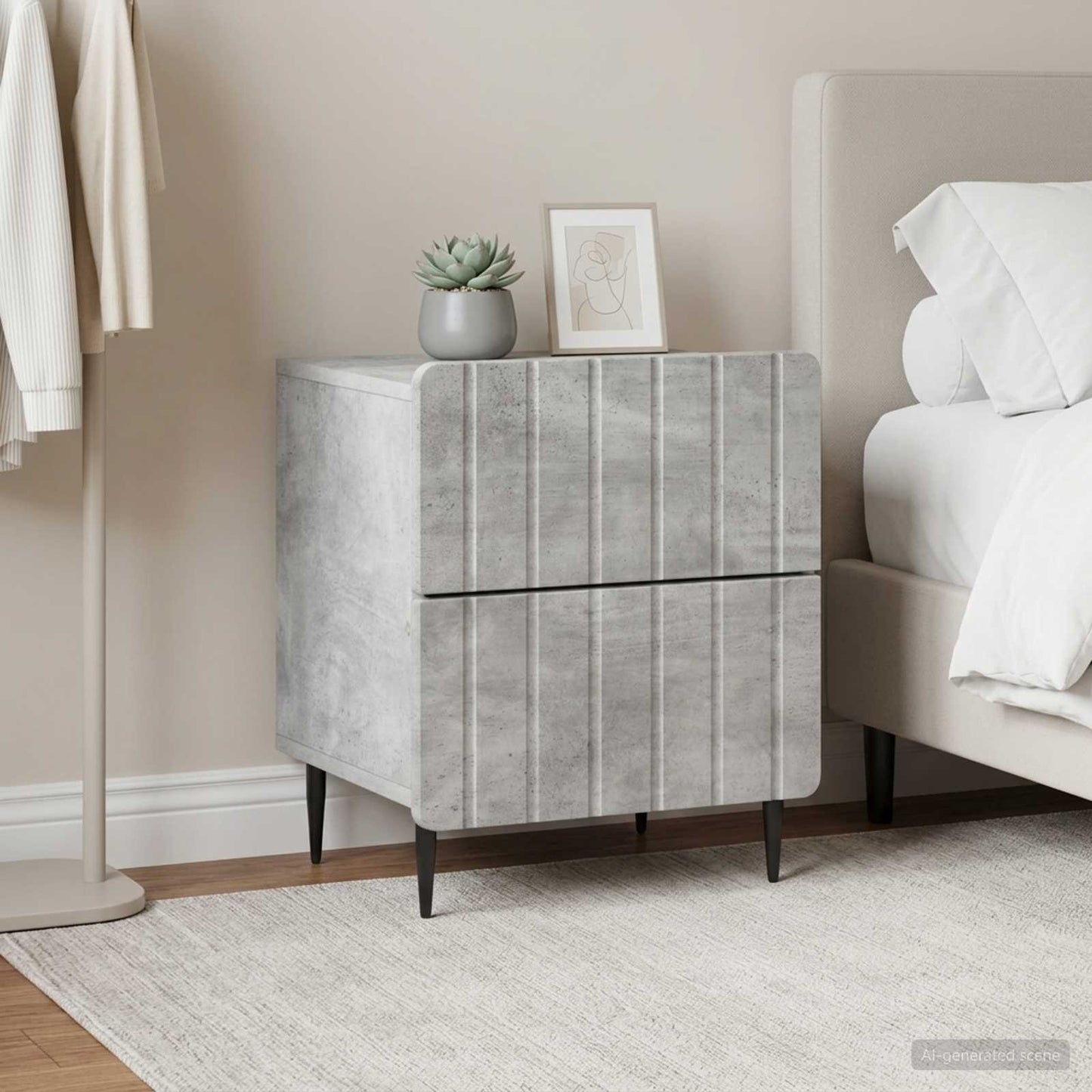 Bedside Cabinet 2 pcs Concrete Grey 43 x 34.5 x 49.5 cm