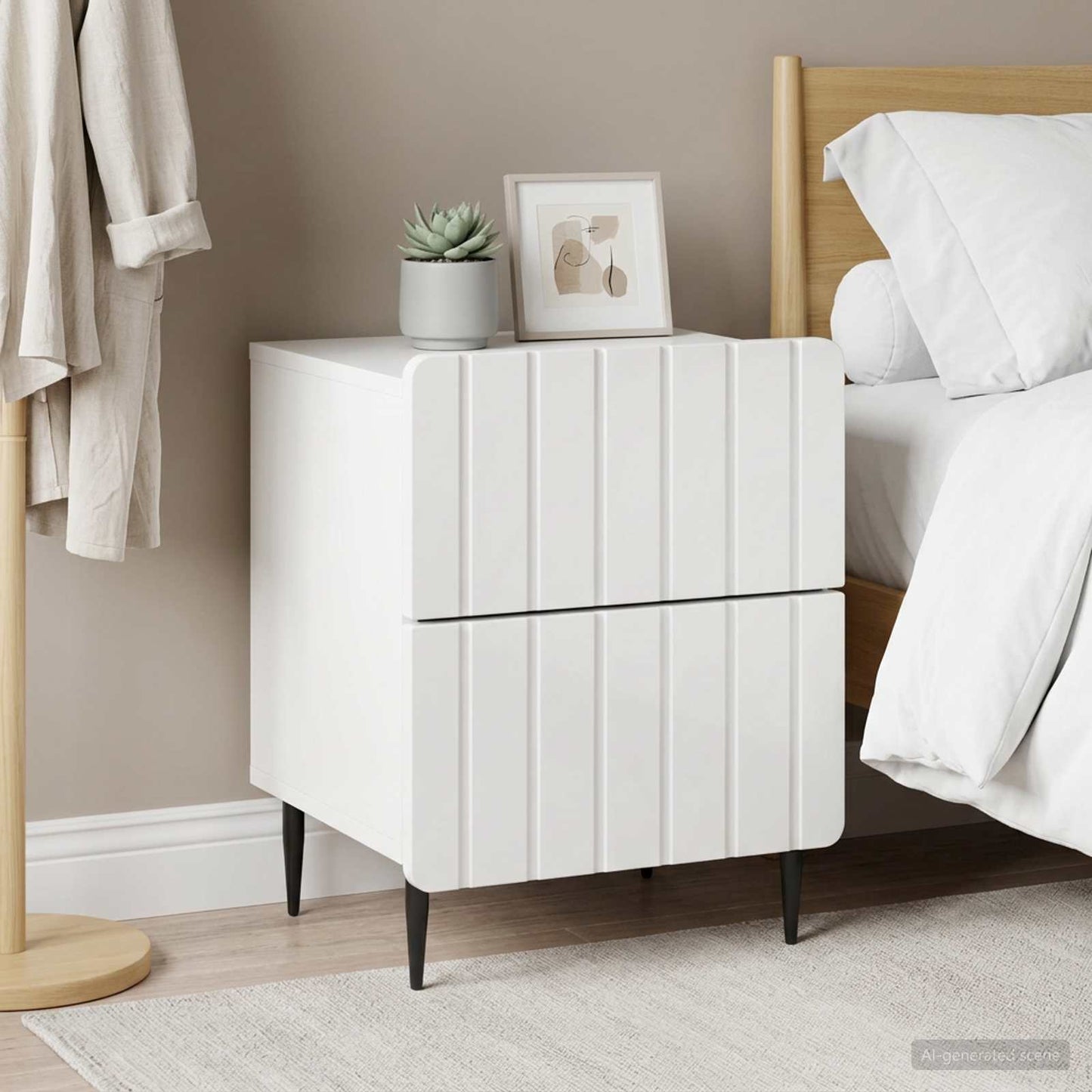 Bedside Cabinet 2 pcs High Gloss White 43 x 34.5 x 49.5 cm