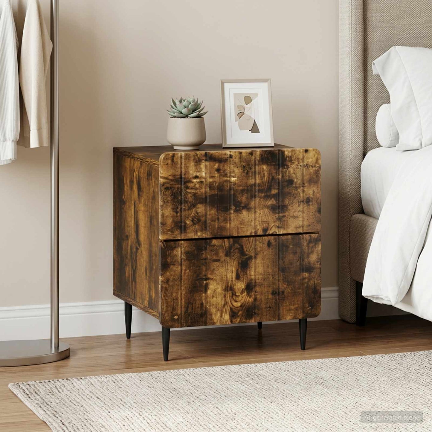Bedside Cabinet 2 pcs Smoked Oak 43 x 34.5 x 49.5 cm
