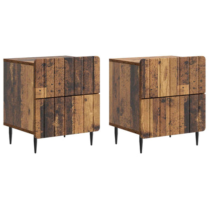 Bedside Cabinet with Drawer 2 pcs Old Wood 43 x 34.5 x 49.5 cm