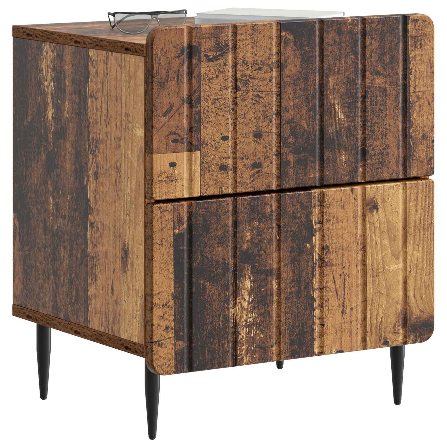 Bedside Cabinet with Drawer 2 pcs Old Wood 43 x 34.5 x 49.5 cm