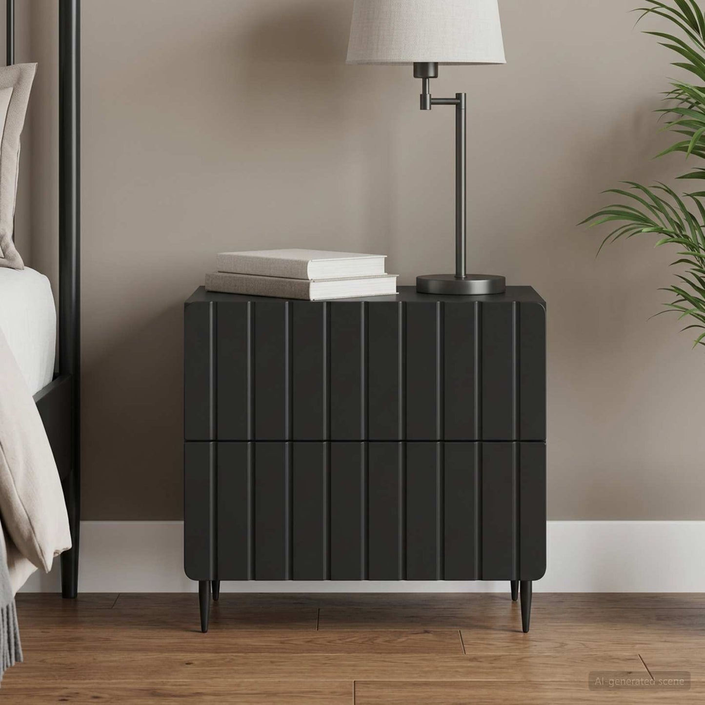 Bedside Cabinet Black 62 x 34.5 x 49.5 cm Engineered Wood