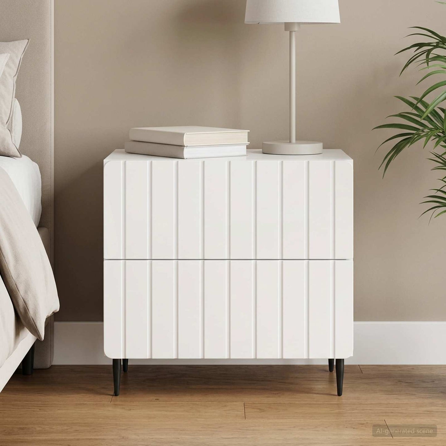 Bedside Cabinet High Gloss White 62 x 34.5 x 49.5 cm