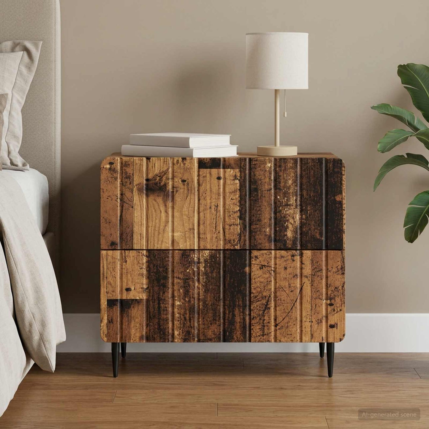 Bedside Cabinet Old Wood 62 x 34.5 x 49.5 cm Engineered Wood