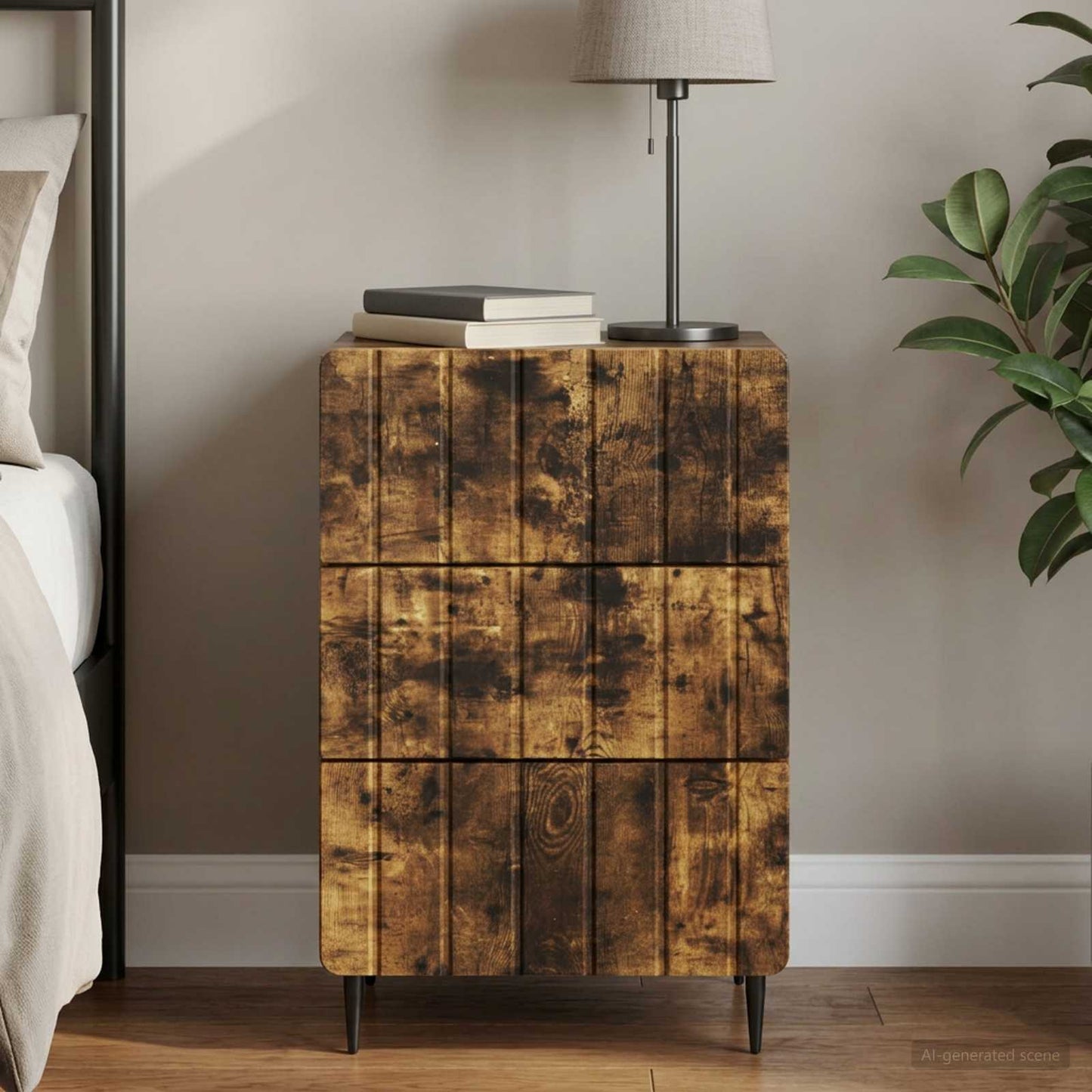 Bedside Cabinet Smoked Oak 43x 41 x 68 cm Engineered Wood