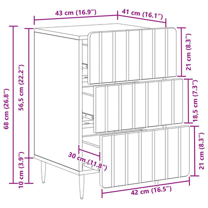 Bedside Cabinet Grey Sonoma 43x 41 x 68 cm Engineered Wood