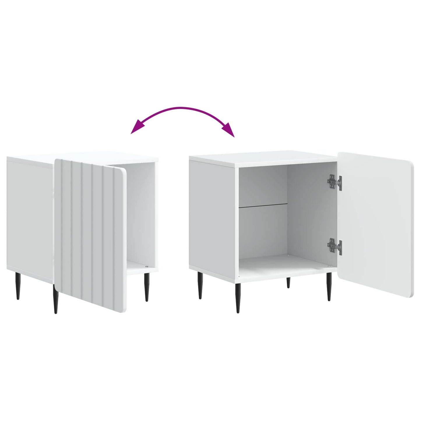 Bedside Cabinet 2 pcs White 43 x 34.5 x 52 cm Engineered Wood