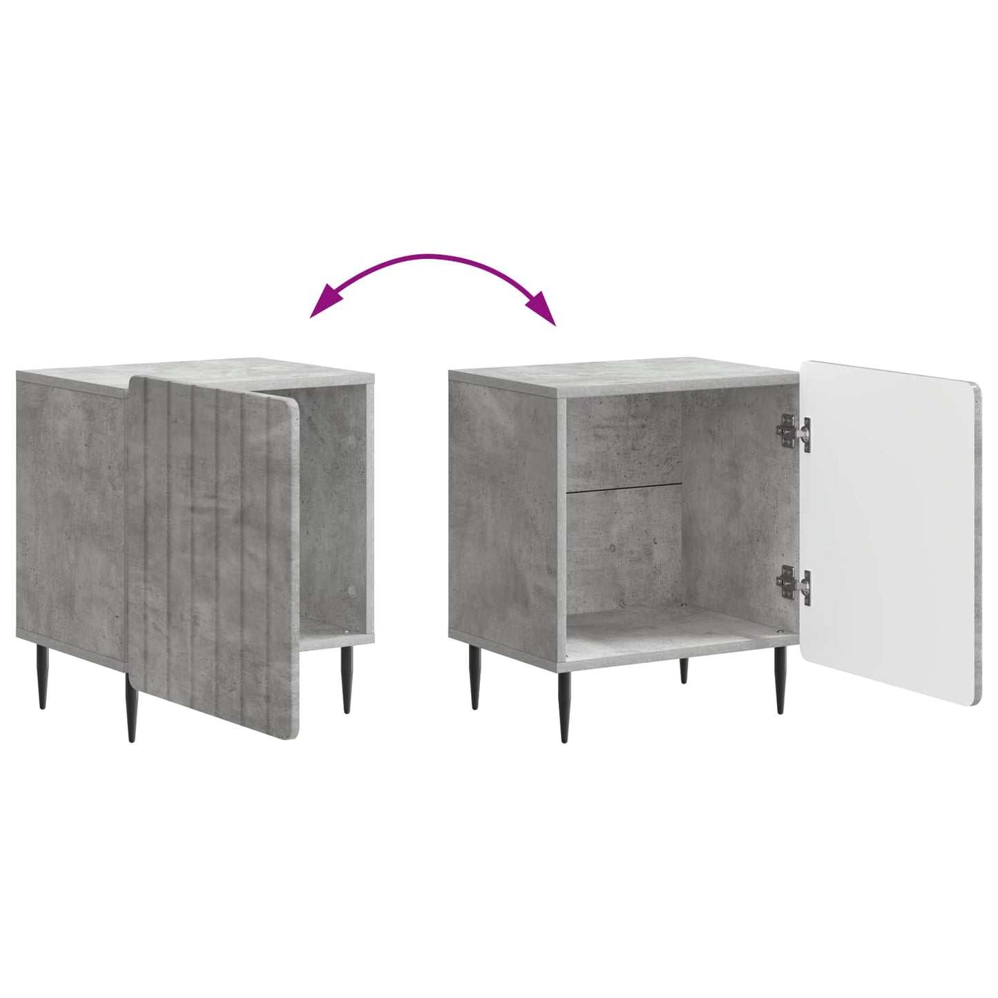 Bedside Cabinet Concrete Grey 43 x 34.5 x 52 cm Engineered Wood