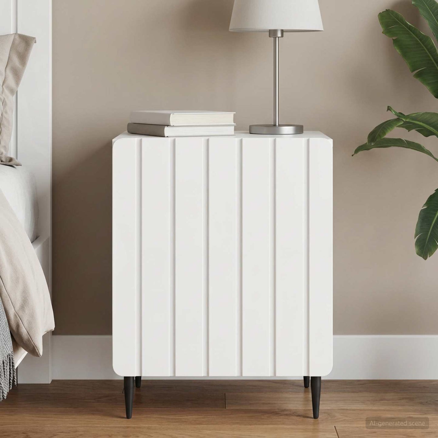 Bedside Cabinet High Gloss White 43 x 34.5 x 52 cm