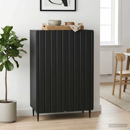 Sideboard Black 66 x 34.5 x 92 cm Engineered Wood