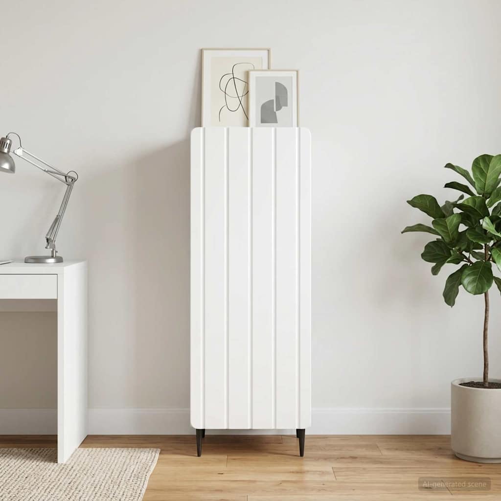 Sideboard High Gloss White 34.5 x 33 x 92 cm Engineered Wood