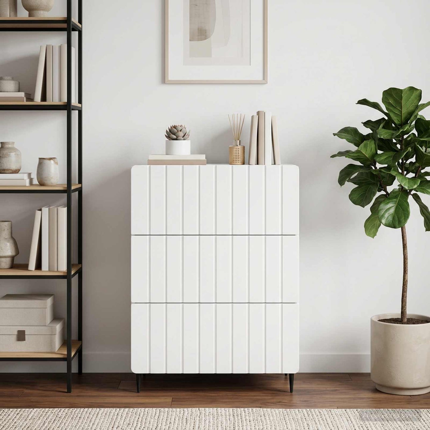 Drawer Cabinet White 66 x 34.5 x 92 cm Engineered Wood
