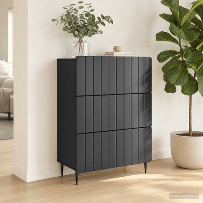 Drawer Cabinet 66 x 34.5 x 92 cm Engineered Wood Black