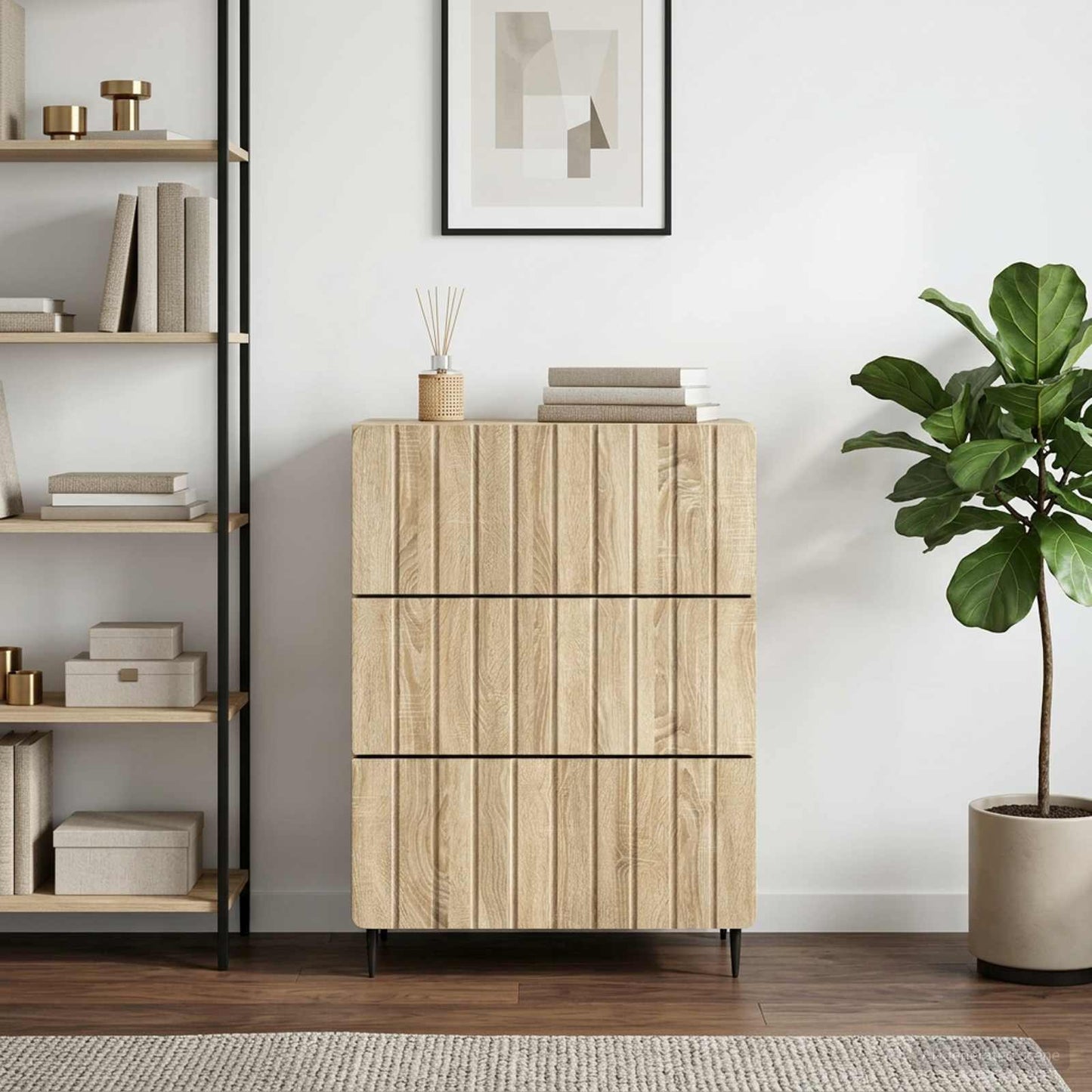 Drawer Cabinet 66 x 34.5 x 92 cm Engineered Wood Sonoma Oak