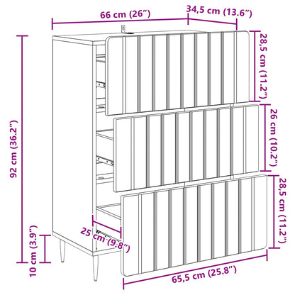 Drawer Cabinet Grey Sonoma 66 x 34.5 x 92 cm Engineered Wood