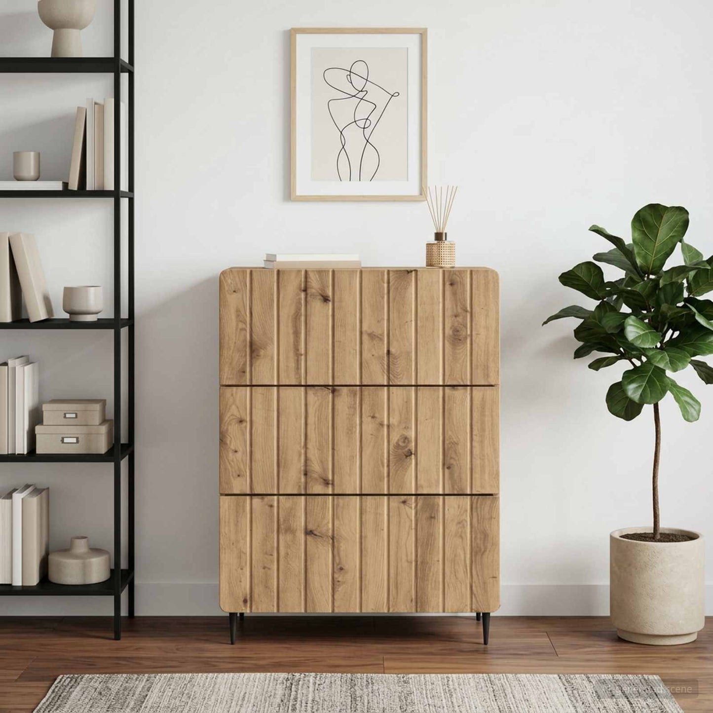 Drawer Cabinet 66 x 34.5 x 92 cm Engineered Wood Artisan Oak