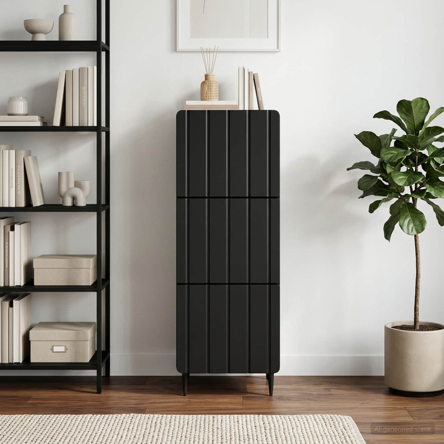 Drawer Cabinet 33 x 34.5 x 92 cm Engineered Wood Black