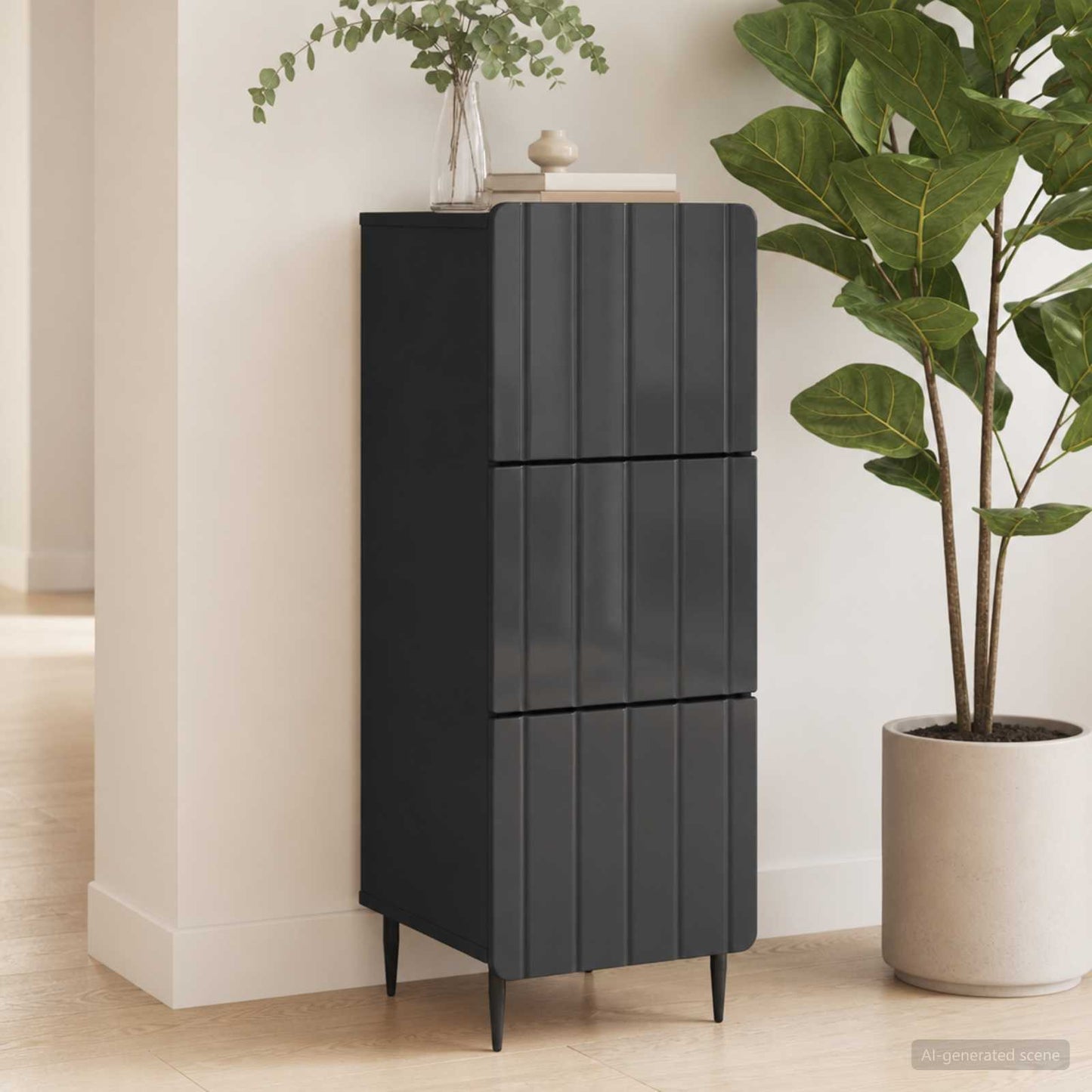 Drawer Cabinet 33 x 34.5 x 92 cm Engineered Wood Black