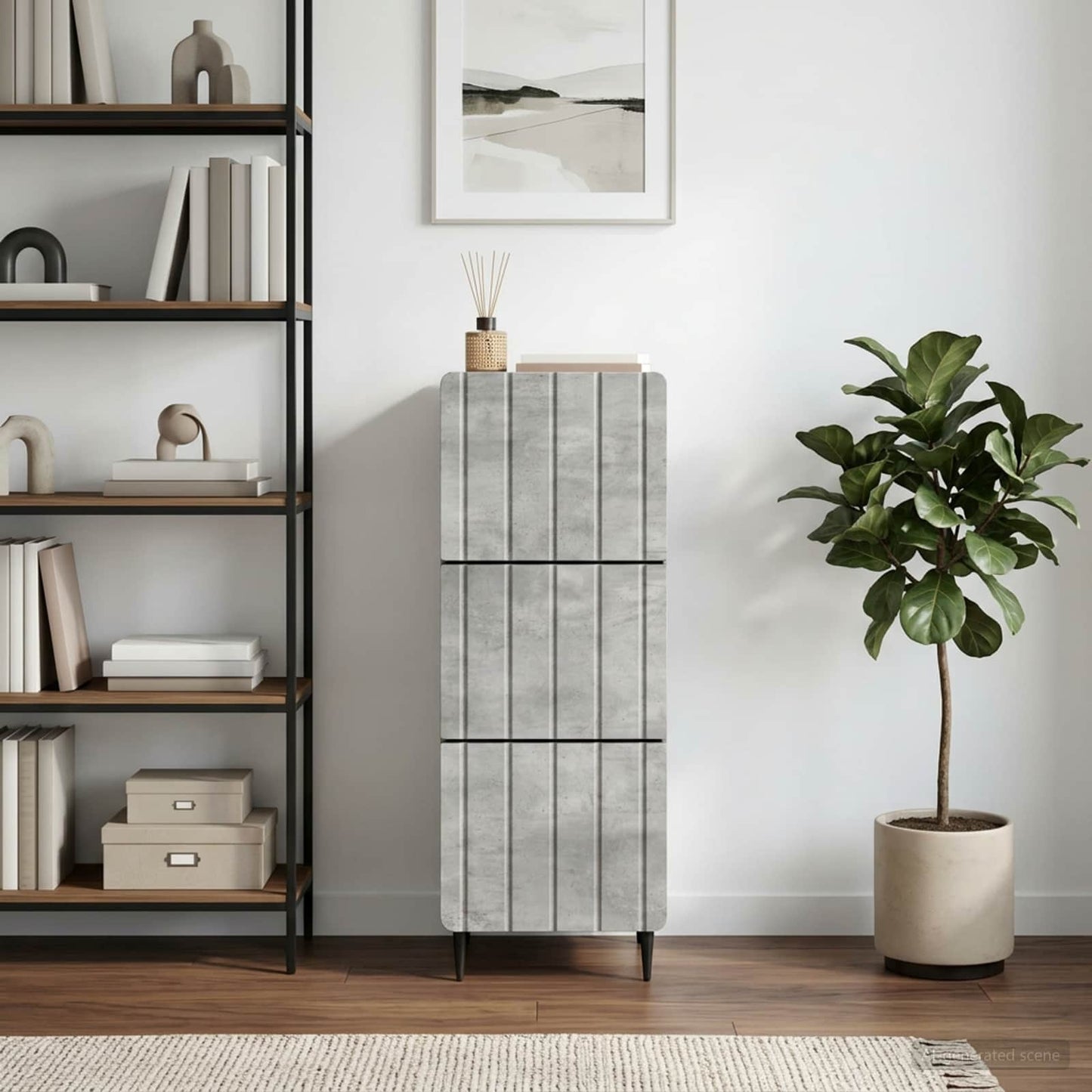 Drawer Cabinet 33 x 34.5 x 92 cm Engineered Wood Concrete Grey